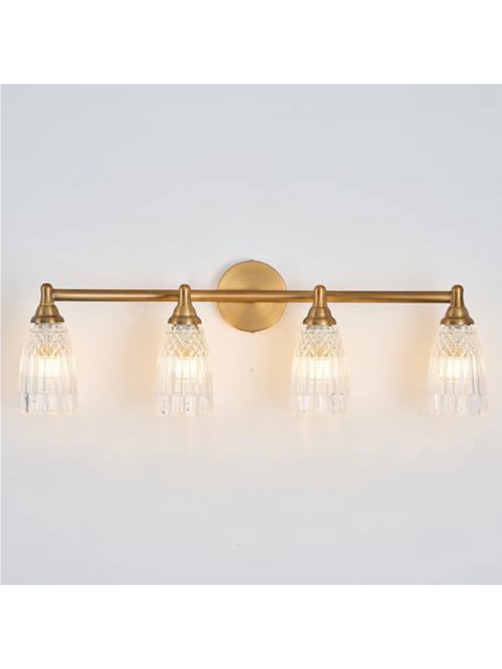 Brushed Brass 4-Light Vanity Sconce with Clear Crystal Shades